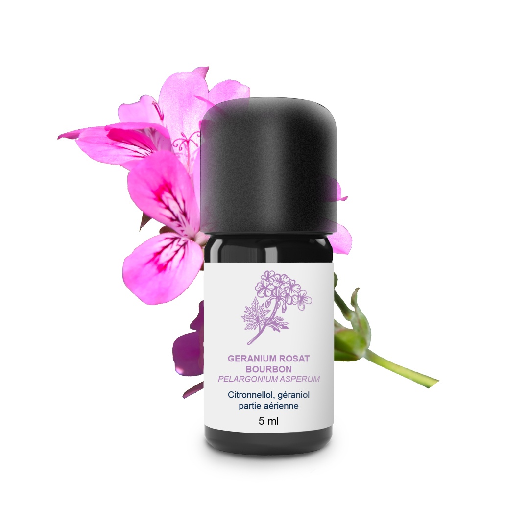Huile Essentielle de Géranium rosat bourbon 100% Bio et Artisanal